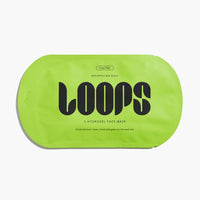 Oval shaped LOOPS Fresh Peel face mask in green packaging.