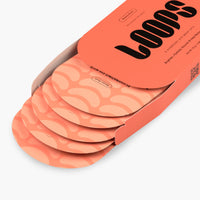 Pack of LOOPS Eye Masks with orange packaging on a white background