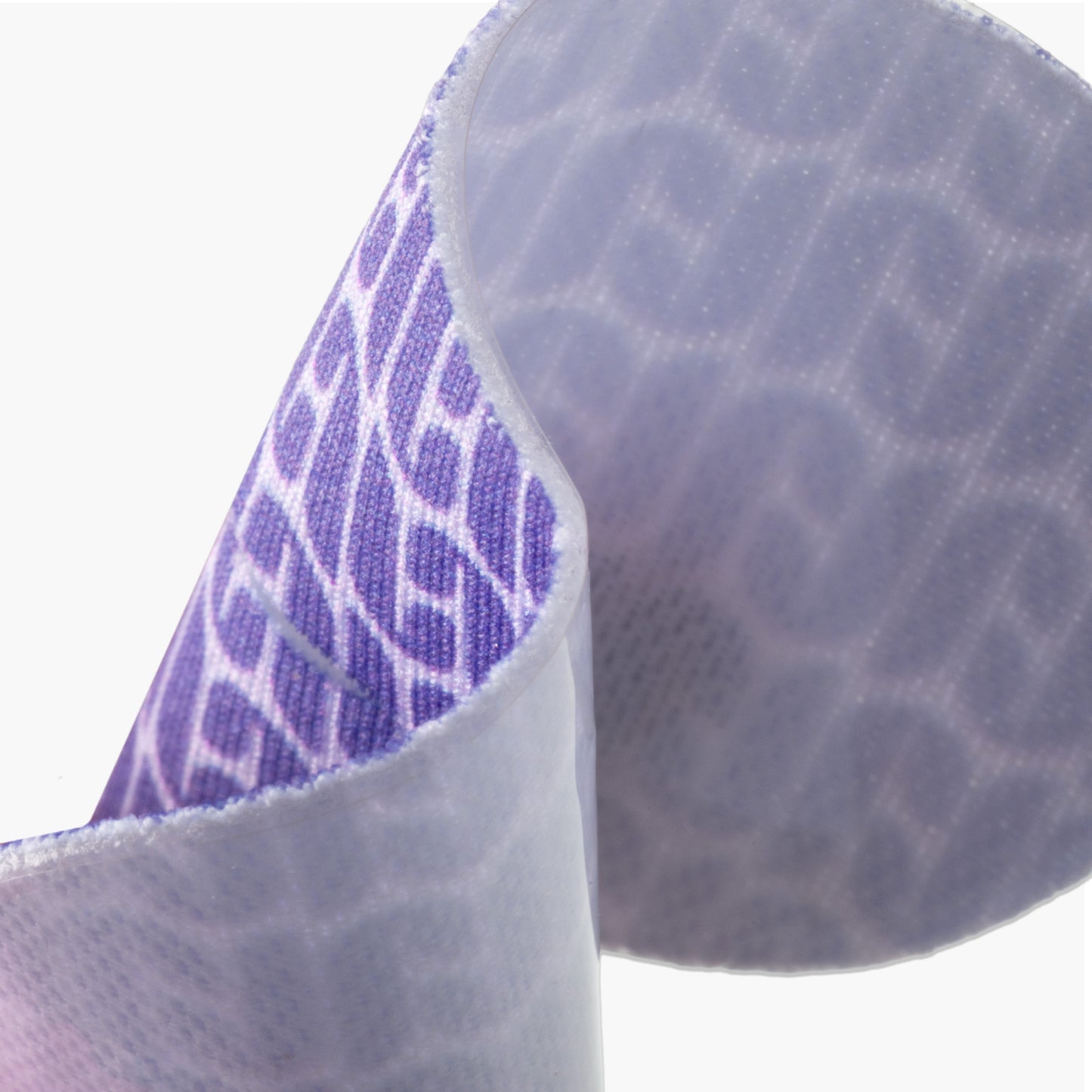 Close-up of textured purple mouth tape strip with a pattern