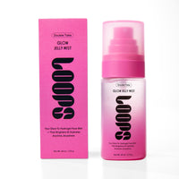 Pink 'LOOPS' glow jelly mist bottle and packaging on a white background