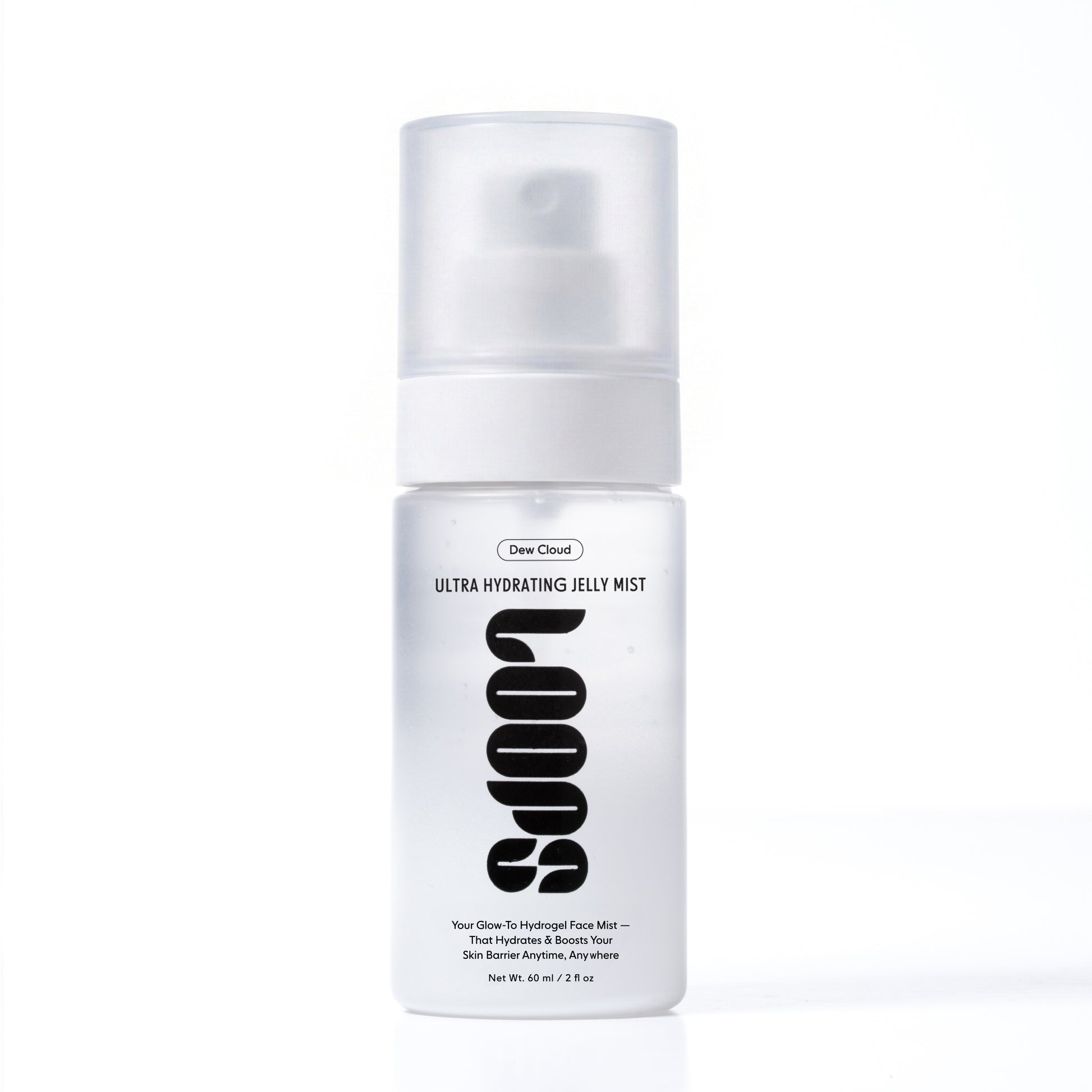Ultra hydrating jelly mist bottle on a white background