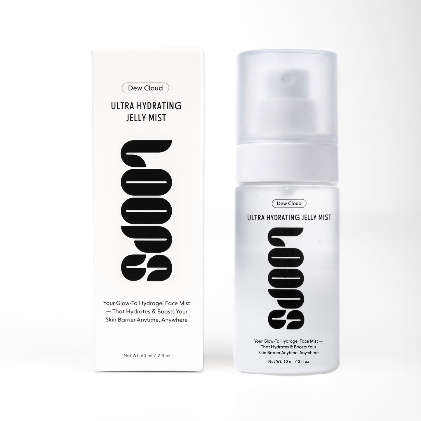 Dew Cloud Ultra Hydrating Jelly Mist bottle and packaging on a white background