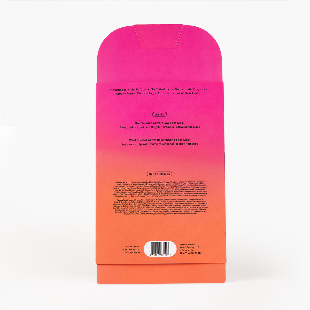 back of packaging of glow getter gift set