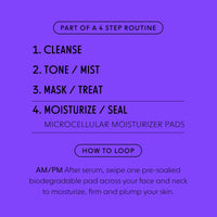 Step-by-step skincare routine guide on a purple background
