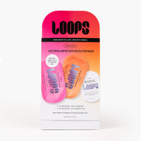 Packing for LOOPS Tinsel Trio holiday gift set of three masks on a white background